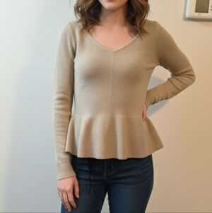 White House Black Market Womens Top Gold Sparkly V Neckline medium